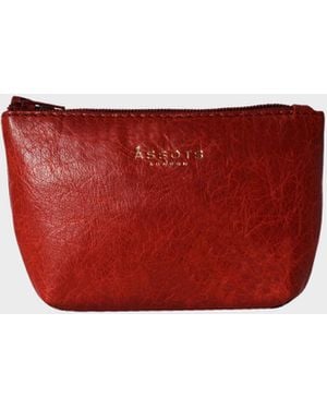 Assots London 'Diana' Full Grain Leather Zip Top Coin Purse - Red
