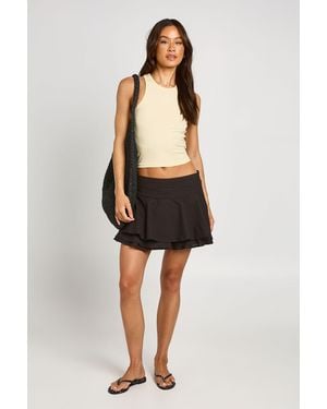 Boohoo Tall Linen Look Rara Skirt - Black