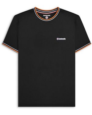Lambretta T-Shirt Pique Tipping Tee Crew Neck Marmalad Textile - Black