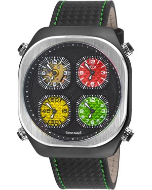Gv2 Quattro Zone, Ipbk Case, Dial, 4 Time Sub W/ Stitching Handmade Italian Leather Strap - Grey