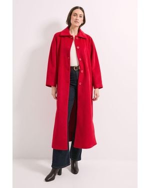 Wallis Principles By Button Maxi Coat - Red