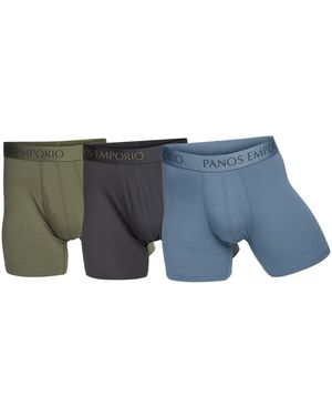 Panos Emporio Bamboo Cotton Boxer 3 Pk - Blue
