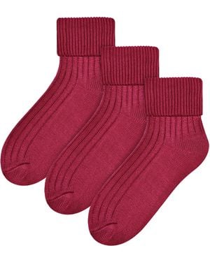 Steve Madden 3 Pairs Wool Bed Socks - Red