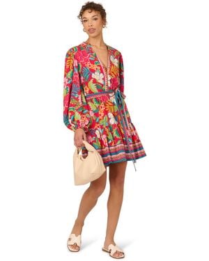 Adrianna Papell Short Printed Rayon Dress - Red
