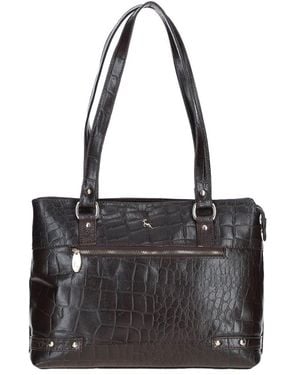 Ashwood Leather 'Velutto Eleganza' Zip Mid Section Real Shoulder Bag - Black