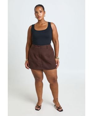 Boohoo Plus Tailored Pocket Detail Skort - Brown