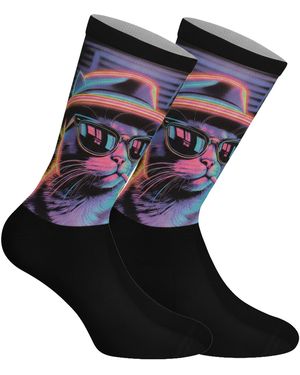 Jenes Socks Funny Printed Long For And - Blue