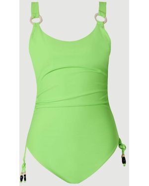 Karen Millen Low Back Swimsuit With Bead Detailing - Green