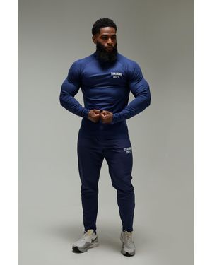 BoohooMAN Training Dept Performance Muscle Fit 1/4 Zip - Blue