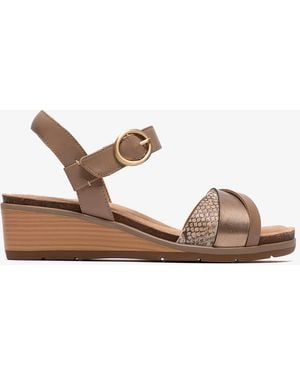 Clarks Kacha Twist Taupe Combi Lea Sandals - Brown