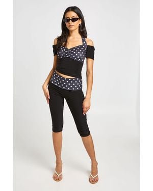 Boohoo Polka Dot Waistband Slinky Capri - Blue