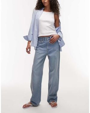 TOPSHOP Mid Rise Loose Fit Straight Jean - Blue