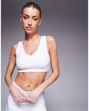 4505 V Neck Racer Back Medium Support Sports Bra - Grey