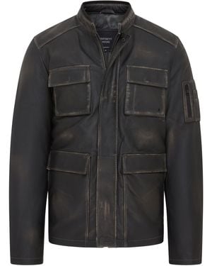 Infinity Leather Vintage Safari Jacket - Black
