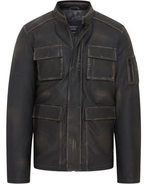 Infinity Leather Vintage Safari Jacket - Black
