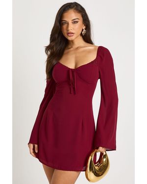 Boohoo Lace Cup Detail Milkmaid Dress - Red