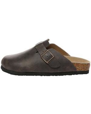 EVER AU Hardhead Leather Comfort Clog Sandals - Brown