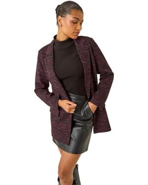 Roman Boucle Jersey Blazer - Red