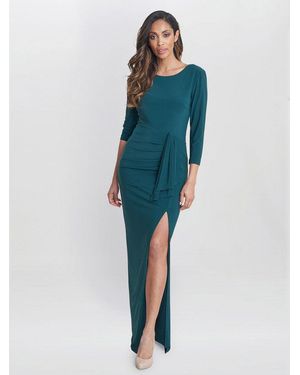 Gina Bacconi Misty Long Sleeve Ruched Maxi Dress - Blue