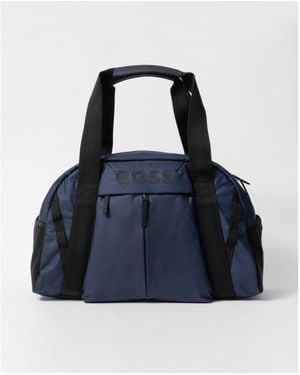 BOSS Boss Stormy Faux Leather Holdall With Logo Details - Blue