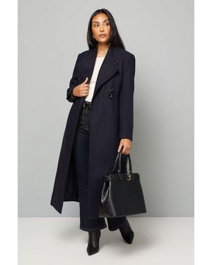 Wallis Petite Belted Maxi Coat - Blue