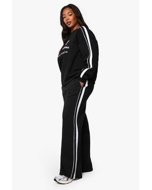 Boohoo Plus Side Stripe Wide Leg Joggers - Black