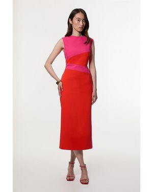 Karen Millen Compact Stretch Colourblock Tailored Pencil Dress