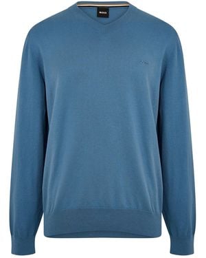 BOSS V-Neck Long Sleeve Sweatshirt - Blue
