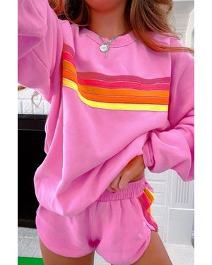 Everyday the Label Stripe Shorts Set - Pink