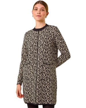 Roman Animal Print Knitted Shift Dress - Black
