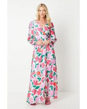 Debut London By Coast Printed Peony Chiffon Maxi Dress - White