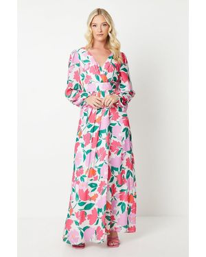 Debut London By Coast Printed Peony Chiffon Maxi Dress - White