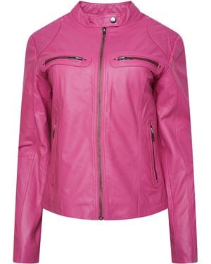 Pelle D'annata D'Annata Ladies Real Leather Biker Jacket - Pink