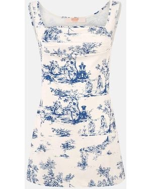 Hiccup Sleeveless Printed Mini Dress - White