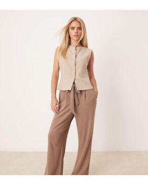 Vila Tie Waist Wide Leg Trouser - Natural