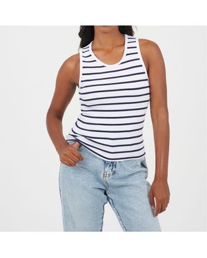 Brave Soul Scoop Neck Slim Fit Box Tank - Blue