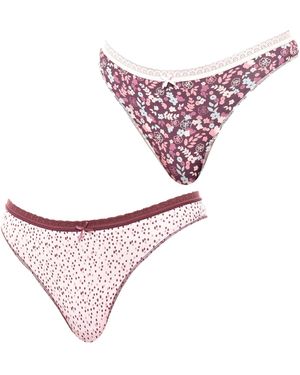 Janira Pack Of 2 Coquettes Cotton Thongs 1030787 For - Purple