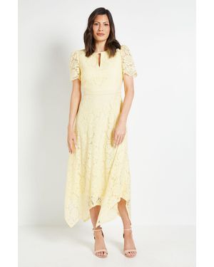 Wallis Lace Hanky Hem Midi Dress - Natural