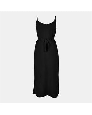 Bella Dahl Smock V-Neck Midi Slip Dress - Black