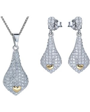 Orphelia 925 Sterling Set: Chain-Pendant + Earrings - Blue