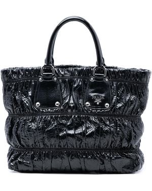 Prada Pre-Owned Vernice Gaufre Satchel - Black