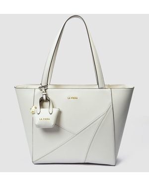 La Fileria Leather Tote Bag - White