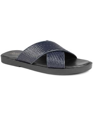 Jones Bootmaker Westport Leather Mule Sliders - Blue