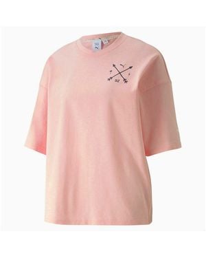 PUMA X Selena Gomez Shortsleeve Crew Neck Oversized T-Shirt 597015 02 Cotton - Pink