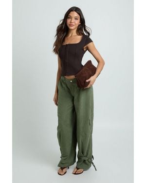 Boohoo Premium Stretch Contour Hook & Eye Corset Top - Green