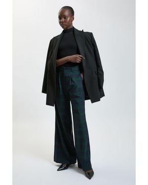 Karen Millen Tartan Check Wide Leg Tailored Trouser - Black