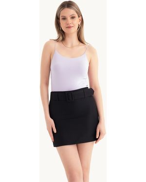 Hiccup High Waist Mini Skirt With A Belt Detail - Blue
