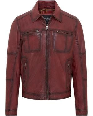 Infinity Leather Classic Biker Jacket - Red