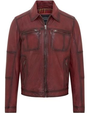 Infinity Leather Classic Biker Jacket - Red