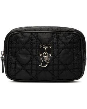 Dior Pre-Owned Nylon Cannage Charm Trousse Cosmetic Bag - Black